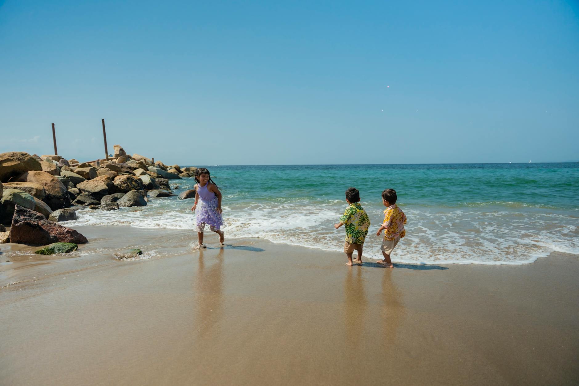 family beach kids