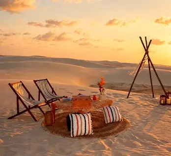 Piquenique servido no Rancho das Dunas em Santo Amaro do Maranhão